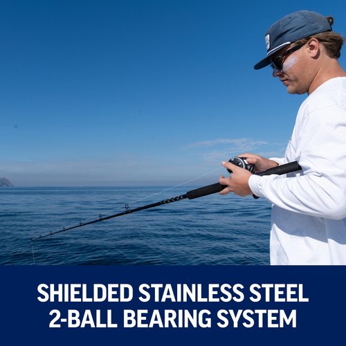 PENN 6’6” Rival Level Wind Fishing Rod and Reel Conventional Combo, 6’6”, 1 Tubular Fiberglass Fishing Rod with 2 Reel, Durable, Break Resistant and Lightweight