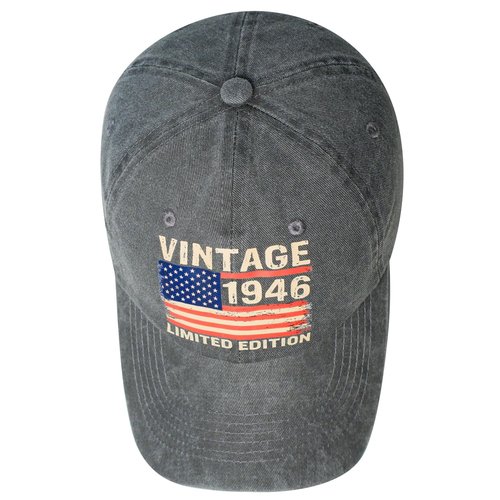 80th Birthday Gifts for Men, for 80 Year Old Man, 1946 Birthday Gift Ideas for Men Dad Grandpa Husband, Unique 80th Birthdays Decorations - Adjustable 80 Year Old Bday Hat Baseball Caps Dark Grey