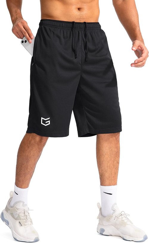 G Gradual Men's Basketball Shorts - Lightweight Quick-Dry Athletic Shorts with Zipper Pockets | 11" Long