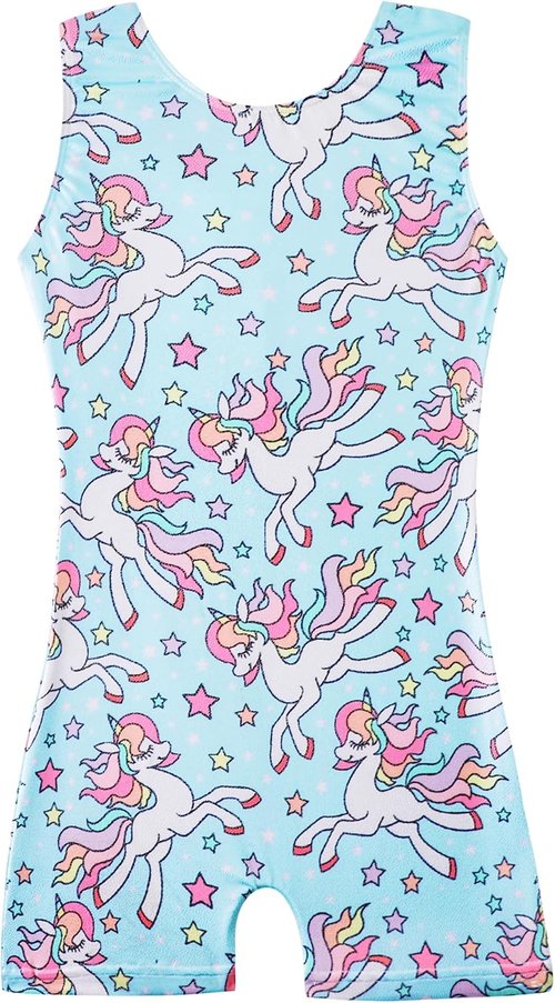 HOZIY Gymnastics Leotards for Girls - Sparkle Unicorn & Leopard Biketard Outfits, Sizes for Toddlers & Kids