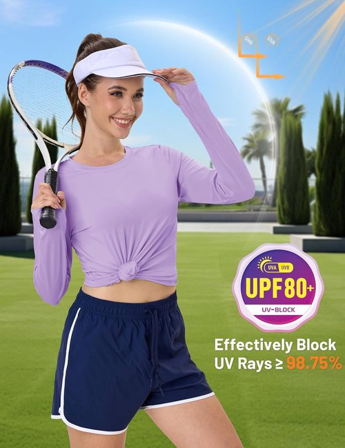 MAGCOMSEN Women's Long Sleeve Rash Guard - UPF 80+ Quick-Dry Sun Shirt for Swim & Workout | Thumb Holes