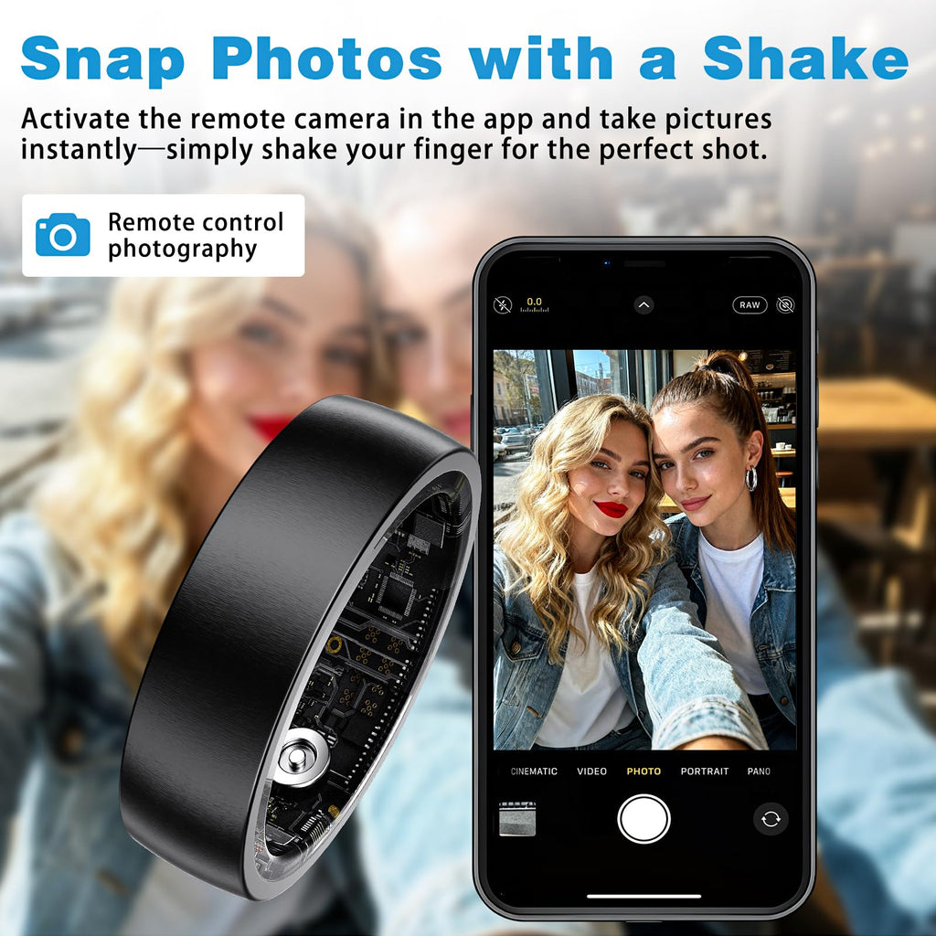 S SECRETTOP Smart Ring for Men Women, Fitness Ring with Sleep Tracker, IP68 Waterproof with Heart Rate, SpO2, Health Activity Trackers, Step Counting,Calorie Pedometer(Black 9)