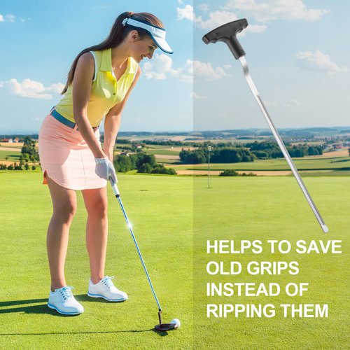 PEUTIER Golf Grip Removal Tool, 11" V-Groove Grip Remover Saver for Standard Length Swinging Grips, High-Carbon Steel Golf Club Grip Remover Tool Gripping Supplies Accessories for Grip Removal