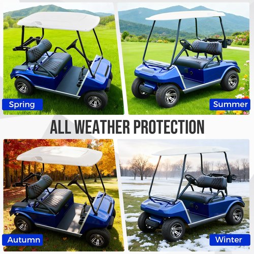 Tecoom Golf Cart Bench Seat Covers Fit for EZGO RXV Front Seats, Customized OEM Seat Protector Set, Vinyl Front Back Seat Cushion for 2 Person Seats Golf Carts Accessories, No Stapler, Easy to Install