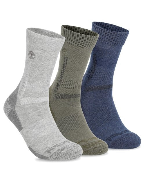 Timberland Mens Hiking, Wool, Winter, Cushioned Crew Socks With Arch Support (Size 7-12; 3 Pairs)