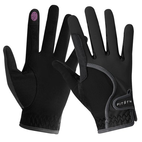 FitsT4 Sports Kids Horse Riding Gloves Girls Boys Equestrian Horseback Riding Gloves Mesh for Youth Children Touchscreen Black XL
