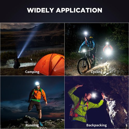 Rechargeable Headlamp, 3000 Lumens LED Super Bright Head Lamp with 5 Lighting Modes, USB Rechargeable, 90°Adjustable, Waterproof, Bright Headlamp for Adults Camping Biking Running(Βattery Included)