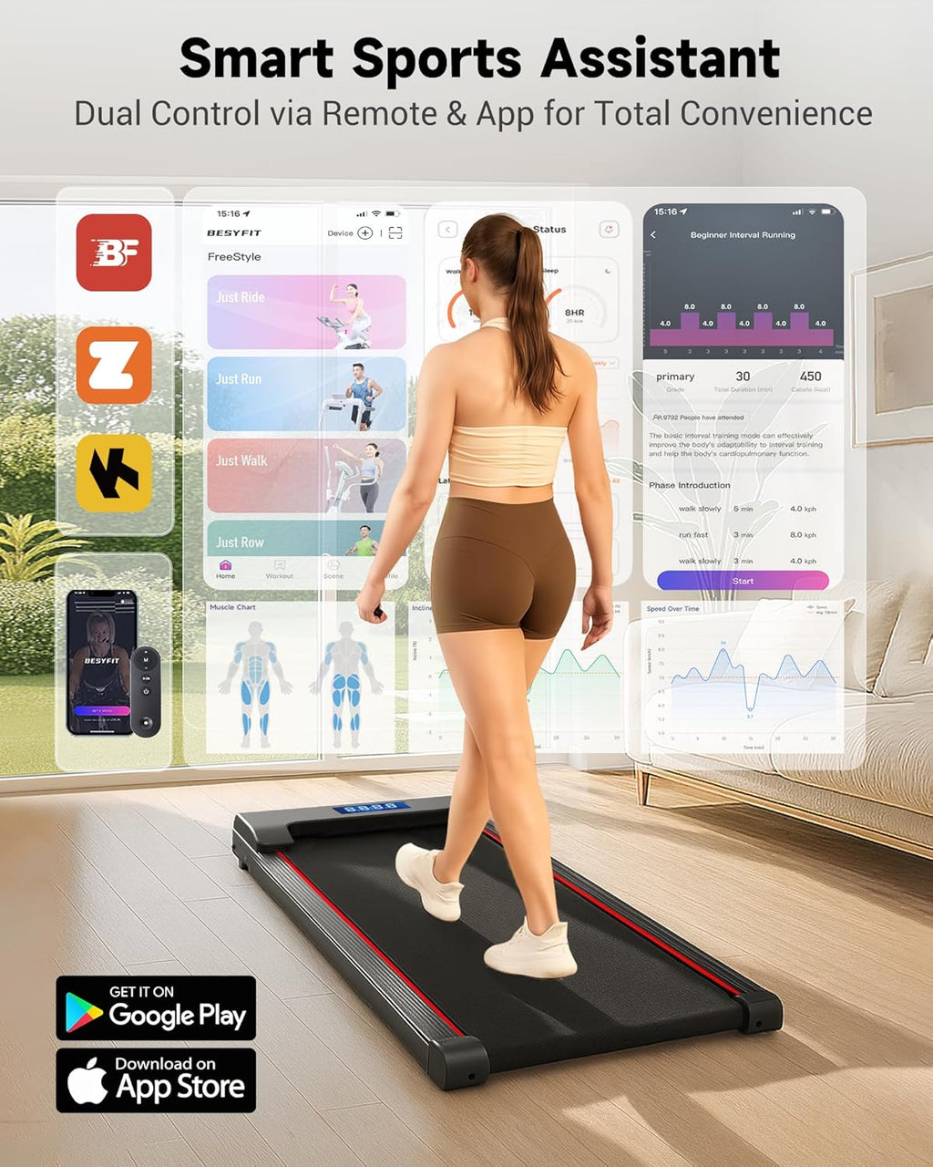 YRUN NeoSilent Under Desk Treadmill - Portable Walking Pad with App Control & Extra-Large Belt | Compact Design for Home & Office