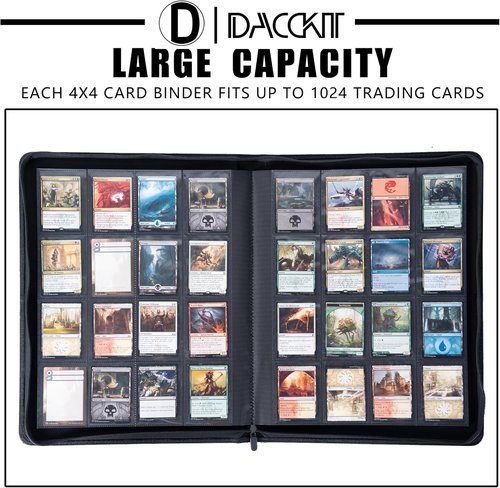 D DACCKIT Card Binder - 16 Pocket Ringless Album for 1024 Trading & Sports Cards | Classic Orange