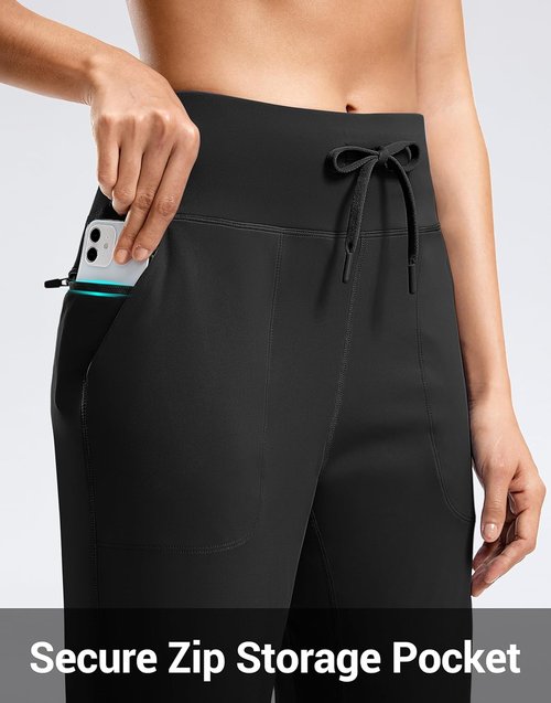 G Gradual Women's High Waisted Joggers - Tapered Sweatpants with Zip Pockets for Gym & Travel