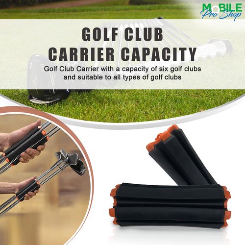 Golf Club Carrier with Golf Club Brush & Carabiner Clip Holds up to 6 Golf Clubs, Keeps Your Clubs Visible, Clean and Dry Premium Quality Golf Club Holder (Black Orange)