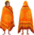 COTTON CRAFT Oversized Hooded Beach Towel - XXL 35x84 Soft Cotton Velour - Sunshine Orange Yellow