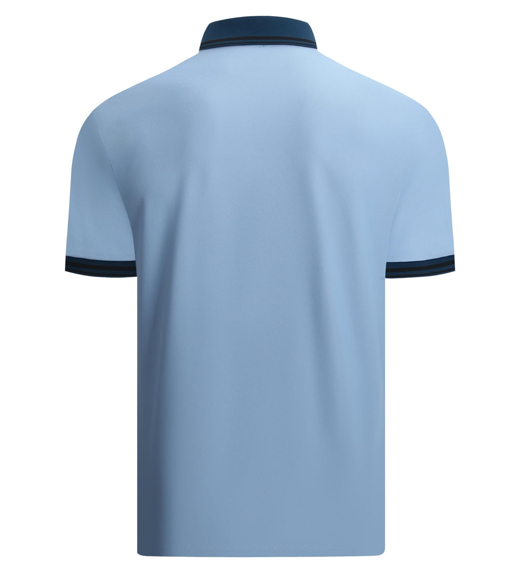 Alex Vando Men's Golf Polo Shirt Short Sleeve – Performance Stretch Nylon Pique Polo Shirts for Golf, Sports & Casual Wear,Blue,M