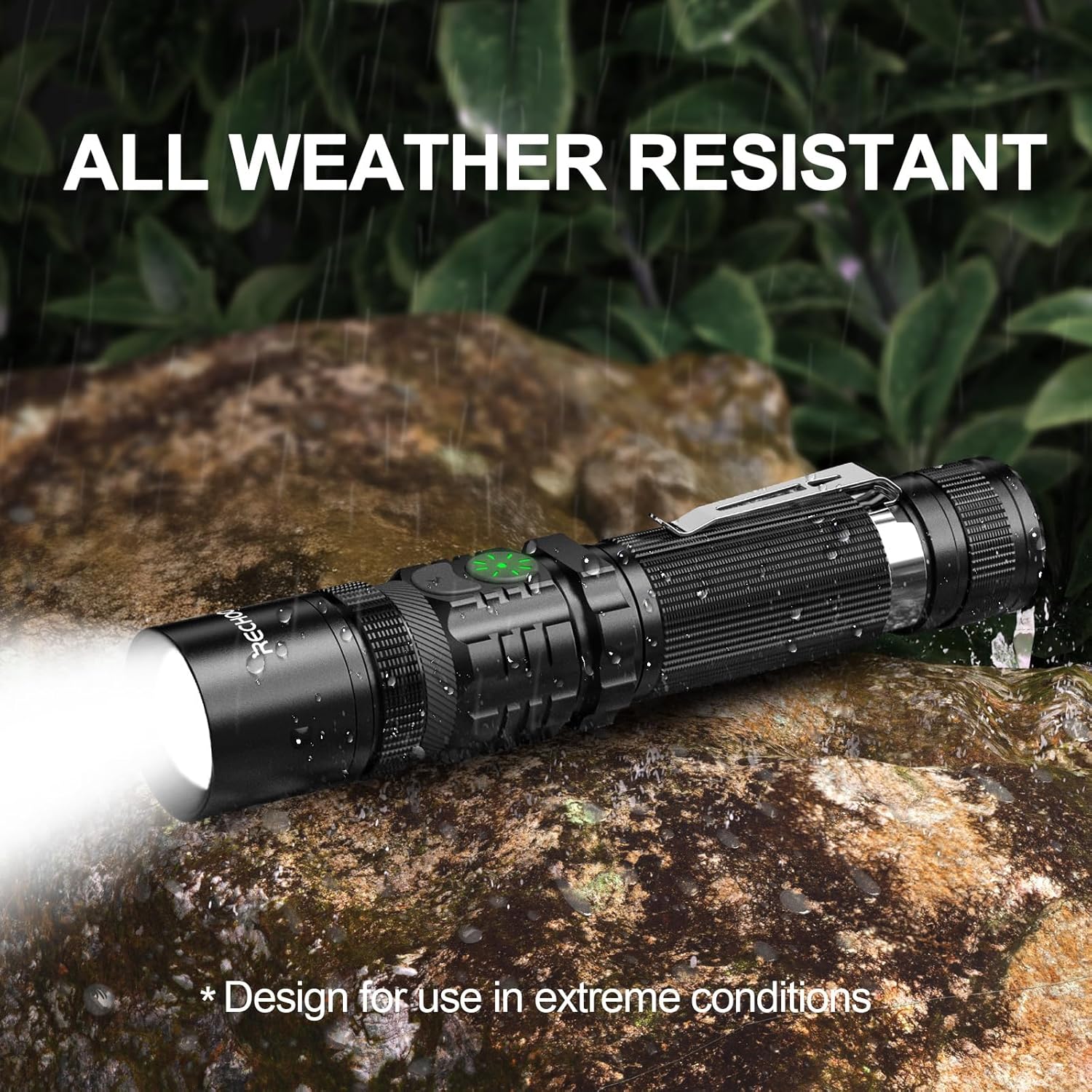 RECHOO Rechargeable LED Flashlight - High Lumens, Dual Switch, 5 Lighting Modes | Ideal for Home & Camping