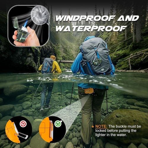 LcFun Waterproof Outdoor Lighter - Windproof Dual Arc Plasma Torch | USB Rechargeable, 2-Pack for Camping & Hiking