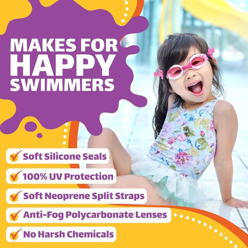 Frogglez Anti-Fog Swimming Goggles - Premium Pain-Free Strap for Kids Ages 3-10 | Comfortable Fit