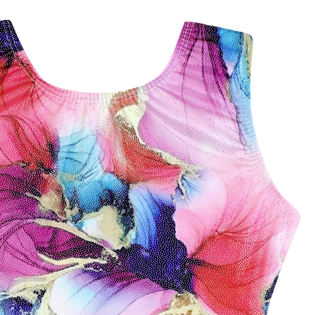 HOZIY Girls Leotards for Gymnastics with Shorts Size 6-7 Years Kids Leo Purple Red Gold Floral Flower Marble Print Biketard Tumbling Outfits Sparkly
