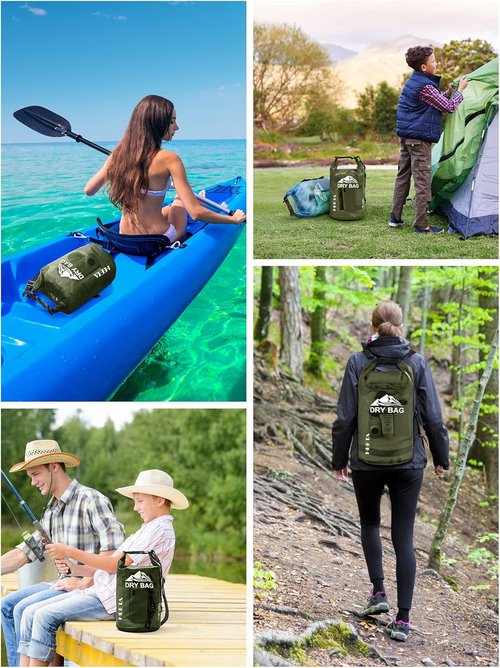 HEETA Waterproof Dry Bag - Lightweight Roll Top Storage Backpack with Phone Case | 5L/10L/20L/30L/40L for Travel, Swimming, Kayaking, and Camping