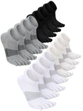 Bencailor Women Toe Socks Cotton No Show Ankle low Cut Socks Five Toes for Women Men Athletic Running Supplies(White,Black,Gray,8 Pairs)