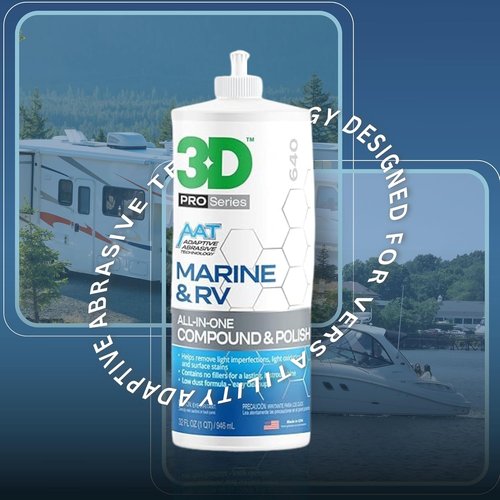 3D Marine & RV Gel-Coat Compound & Polish - Removes Oxidation & Scratches, Deep Shine Wax Protection, 32oz