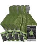 aZengear Emergency Survival Poncho (4pc) Thermal Mylar Foil Blanket for Heat Retention and Rain | Reversible with Hood | Waterproof, Windproof, Portable, Hands-Free, Outdoor Kit (Green)