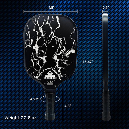 Kingberson Carbon Fiber Pickleball Paddle, High Spin & Control, Pro Pickleball Paddle - Pickleball Set with 1 Pickle Ball Racket, 1 Waterproof Carry Bag and 8 Overgrip Wraps