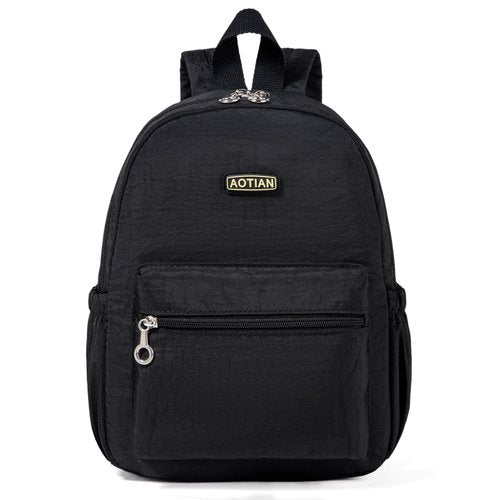 AOTIAN Mini Lightweight 11.8 Inch Backpack Durable Travel Hiking Women and Girls Small Daypack, 7 Liters Black