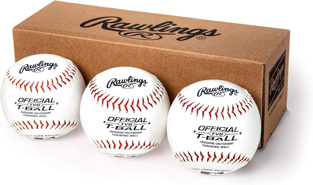 Rawlings Official T-Balls - Youth 6U | 3 Count | Sponge Rubber Core for Indoor/Outdoor Play
