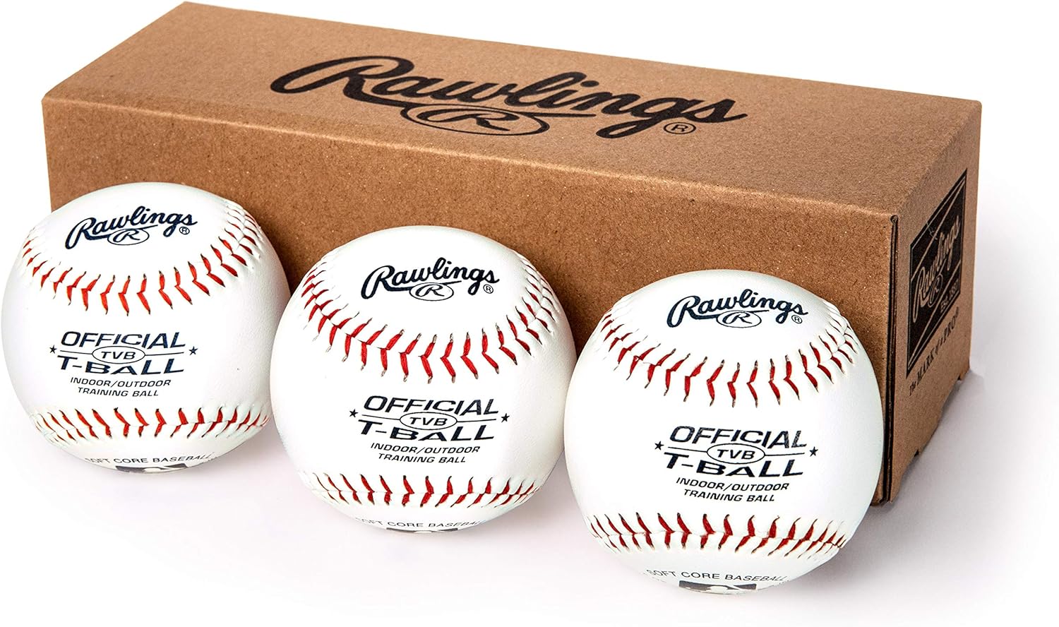 Rawlings Official T-Balls - Youth 6U | 3 Count | Sponge Rubber Core for Indoor/Outdoor Play