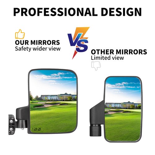10L0L Golf Cart Rear Seat Kit Arm Rest Set with Cup Holder and Golf Cart Mirror, No-Drilling Side Rear View Mirror Compatible with EZGO Club Car Yamaha Golf Cart and Others