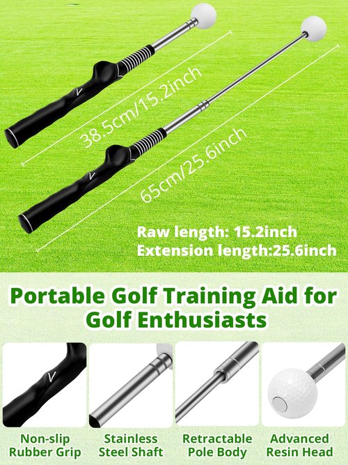 MJDYTYT Retractable Golf Swing Trainer Aid with Arm Band,Golf Swing Training Aids for Right/Left Hand Golf Grip Trainer Indoor & Outdoor Golf Training Tools for Beginners Practice Click Feedback