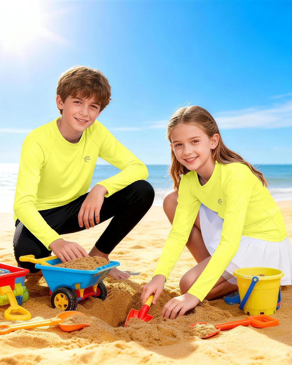 Skiennix Boys UPF 50+ Long Sleeve Swim Shirt - UV Sun Protection Rash Guard | Youth SPF Water Shirts