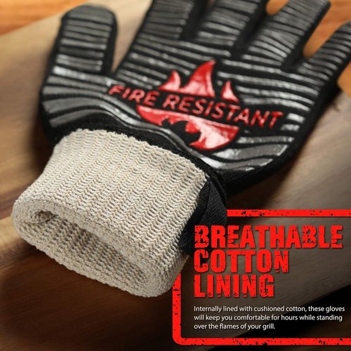 Glove Station Heat Resistant BBQ Gloves - Insulated Oven Mitts with Extra-Grip Silicone | Ideal for Cooking & Grilling