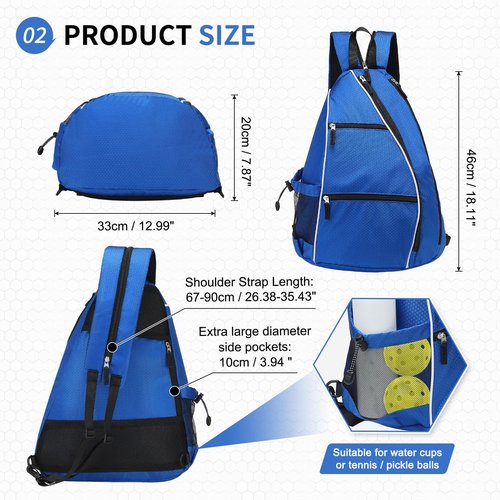 SUIKIHUM Pickleball Bags for Rackets, 32L Tennis Backpack Convertible Sling Bag for Rackets Lightweight Casual Pack for Men Women Ladies (Blue)