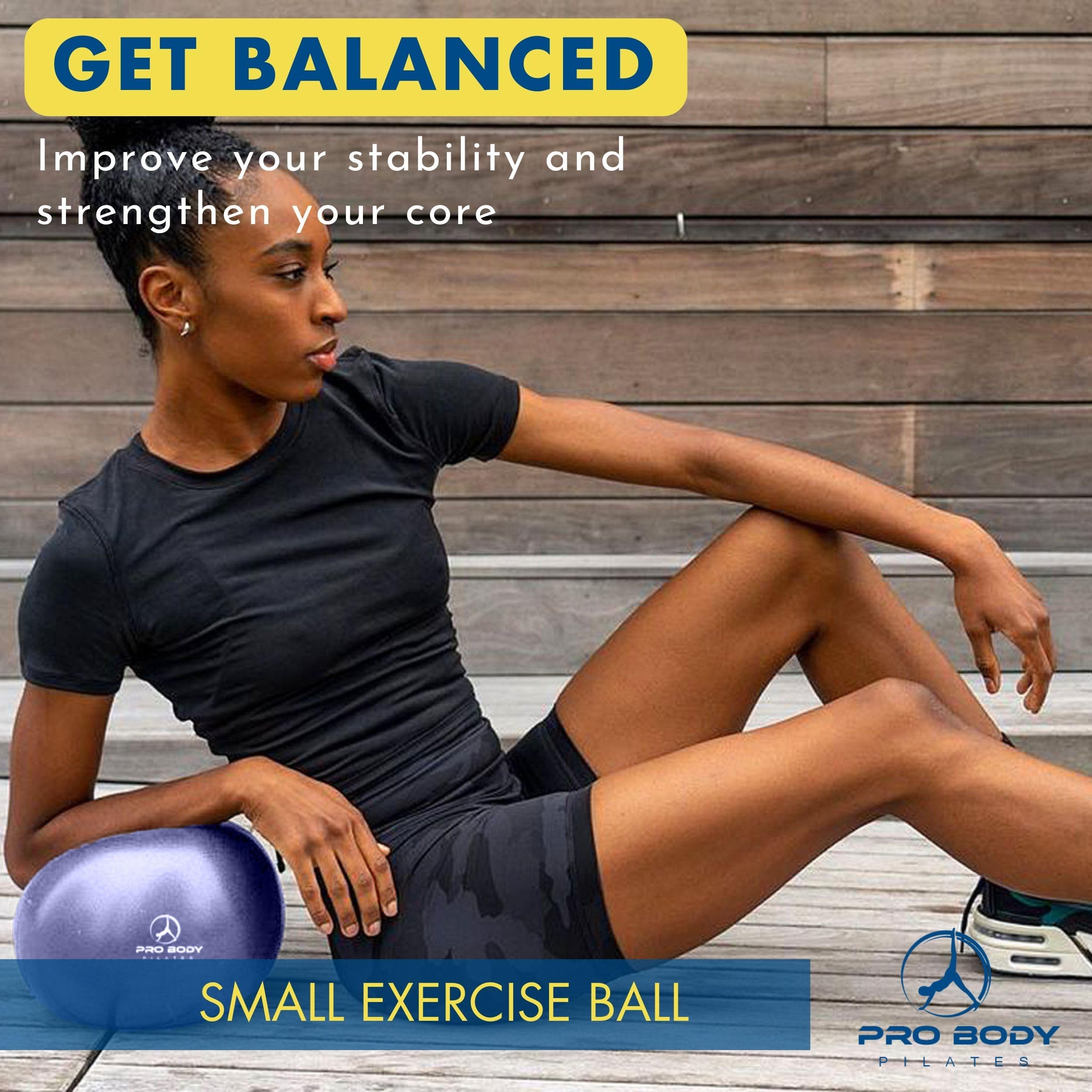 ProBody Pilates Ball 9 Inch - Small Exercise Ball for Stability, Barre, Core, Ab Workouts, Yoga, & Physical Therapy (Indigo)