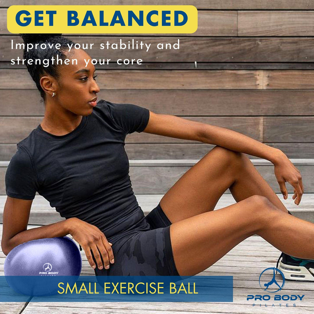 ProBody Pilates Ball 9 Inch - Small Exercise Ball for Stability, Barre, Core, Ab Workouts, Yoga, & Physical Therapy (Indigo)