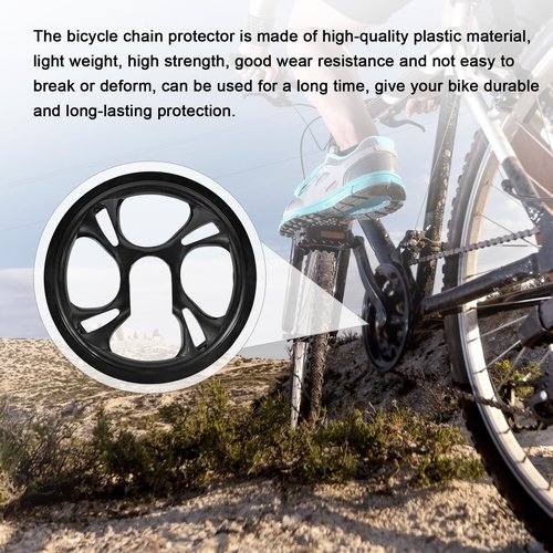 KingBra Bike Chain Guard Protector, 48T 4 Holes Plastic Bicycle Sprocket Protective Cover, Black Bike Chainwheel Protective Guard Cover with 4 Screws for Mountain Bikes, Road Bikes