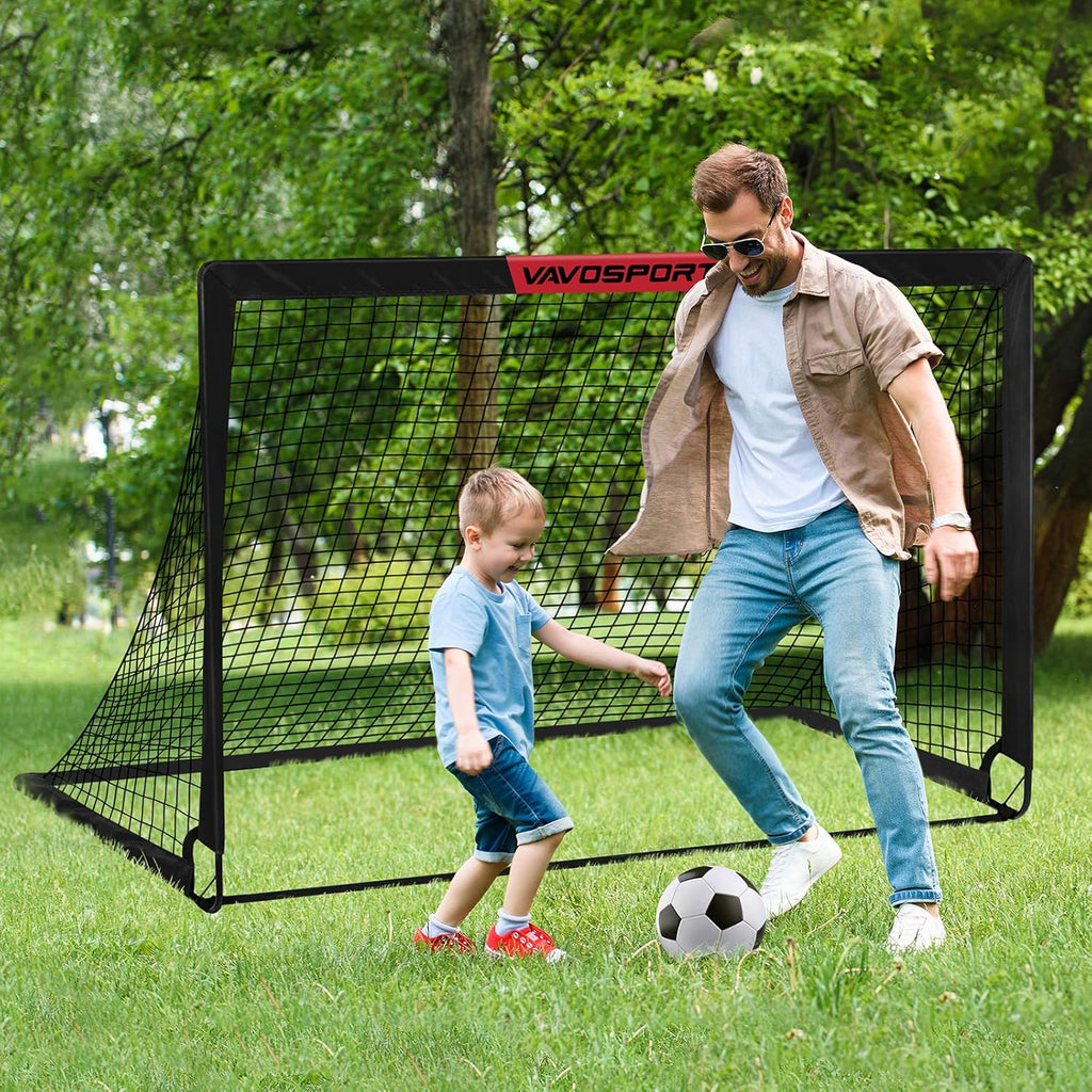VAVOSPORT Soccer Goal Set - 2 Portable 6'x4' Kids Soccer Goals for Backyard Training & Outdoor Play