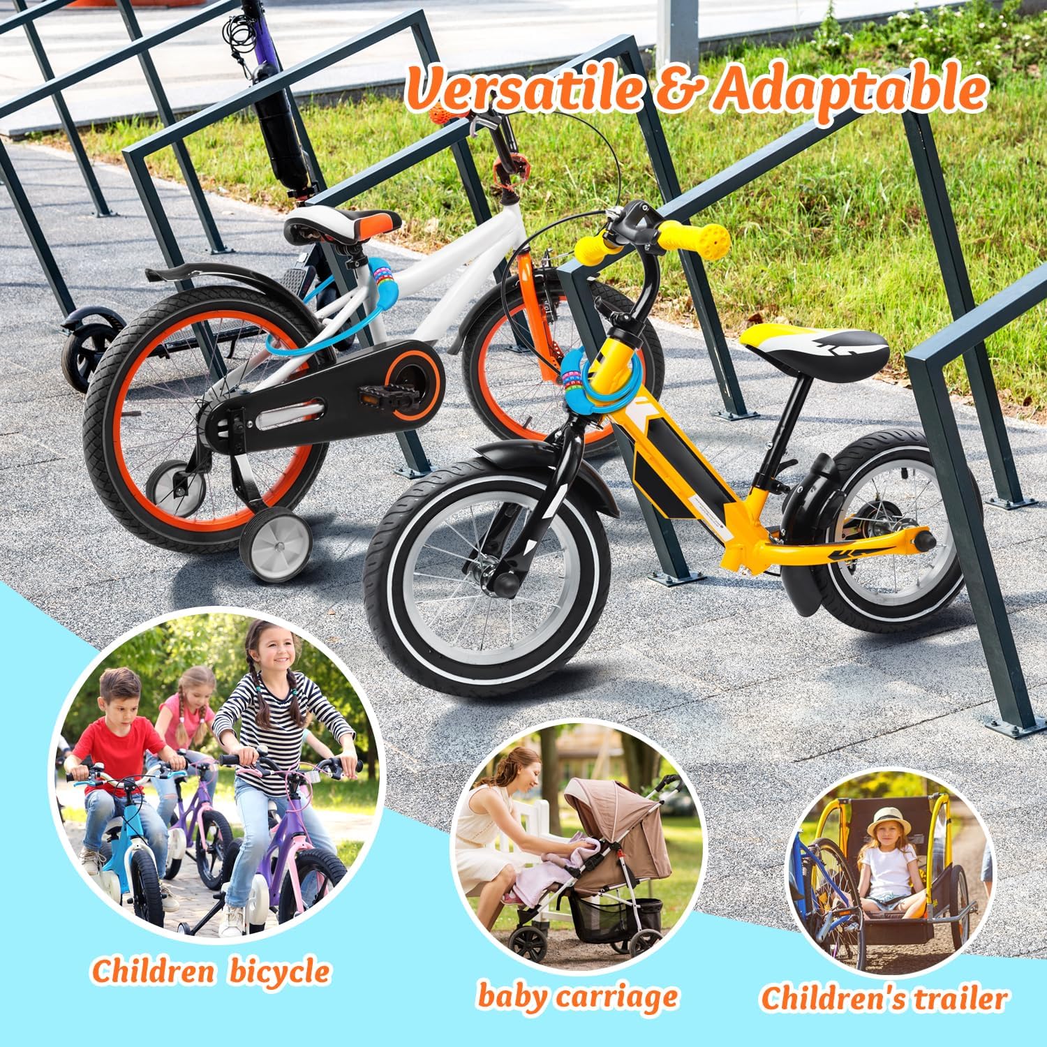 Sportneer Cable Lock - High Security 4-Digit Resettable Bike Lock | 25.6-Inch Colorful Keyless Lock for Kids - Blue