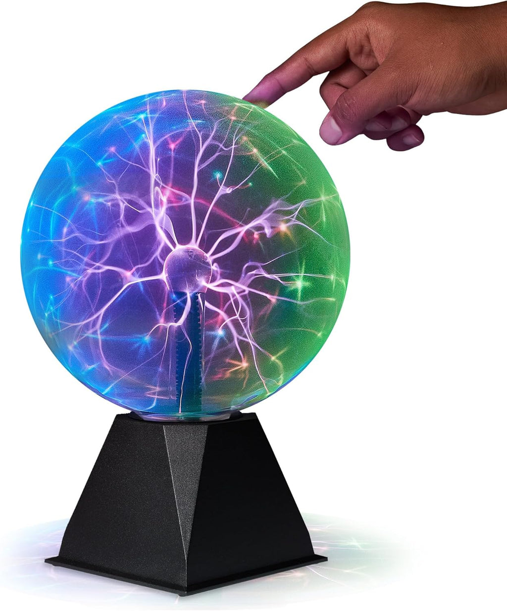 Playbees Plasma Ball 7-Inch - Colorful Tesla Coil Globe with Multicolor Lightning Effects for STEM Learning & Parties