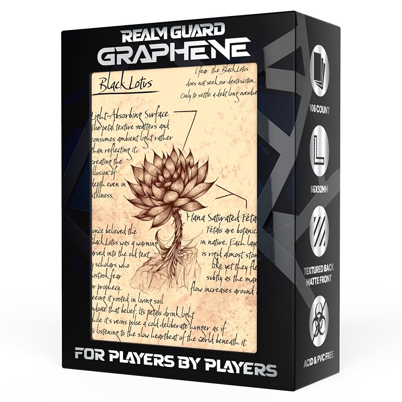 (Field Research Black Lotus) 100% Hand-Drawn 100ct Textured Matte Card Sleeves - 67x92mm - Graphene Variation