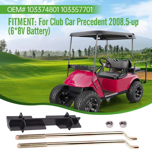 10L0L Battery Hold Down Retainer Plate and Rods Kit with Nuts for EZGO TXT 1994-up Gas and 36 Volt Electric Golf Cart, OEM 70045-G01, 01101-G01