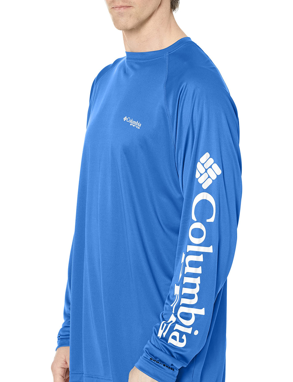 Columbia Men's PFG Terminal Tackle Long Sleeve Fishing Shirt, Vivid Blue/Cool Grey Logo, Small