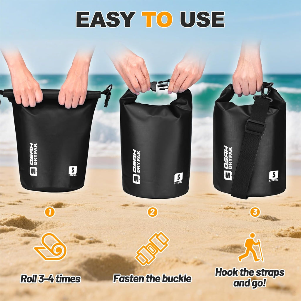 Skiennix Waterproof Dry Bag - Lightweight Roll Top Storage Backpack with Phone Case | 5L/10L/20L/30L/40L for Travel, Swimming, Kayaking, Camping & Beach