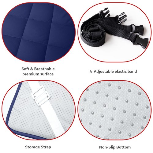 Cot Mattress Topper Pad Quilted, Non-Slip Super Soft Comfortable Cool Sleeping Pad 75"x30" for Camping Cot/Rv Bunk/Narrow Twin Beds, Navy