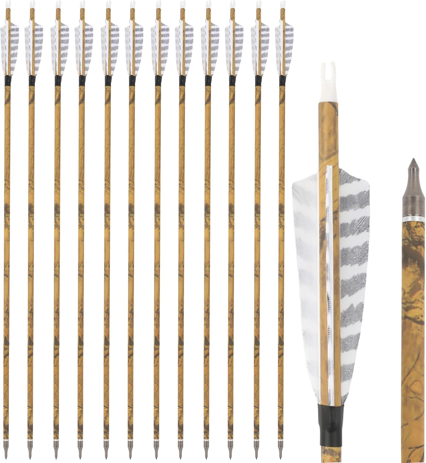 ZSHJGJR 30” Carbon Hunting Arrows - 4” Turkey Feather Tips for Compound & Recurve Bows | 6 or 12 Pack