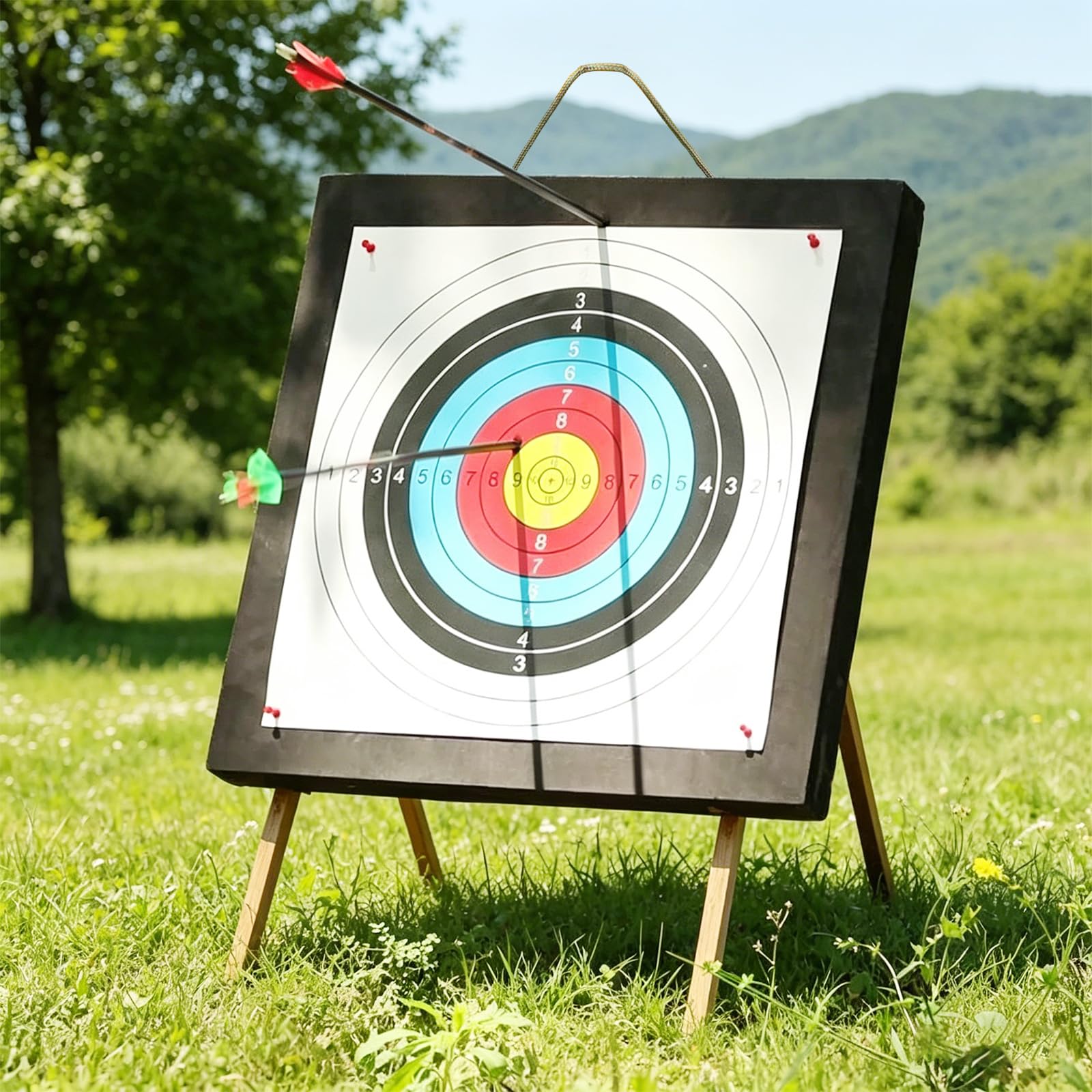 - QI HUO JU - 20'' Archery Foam Target Durable Bow and Arrows Targets for Backyard, High-Density EVA Foam Practice Shooting Targets for Adult & Youth, Include 5 Target Papers, 4 Pins