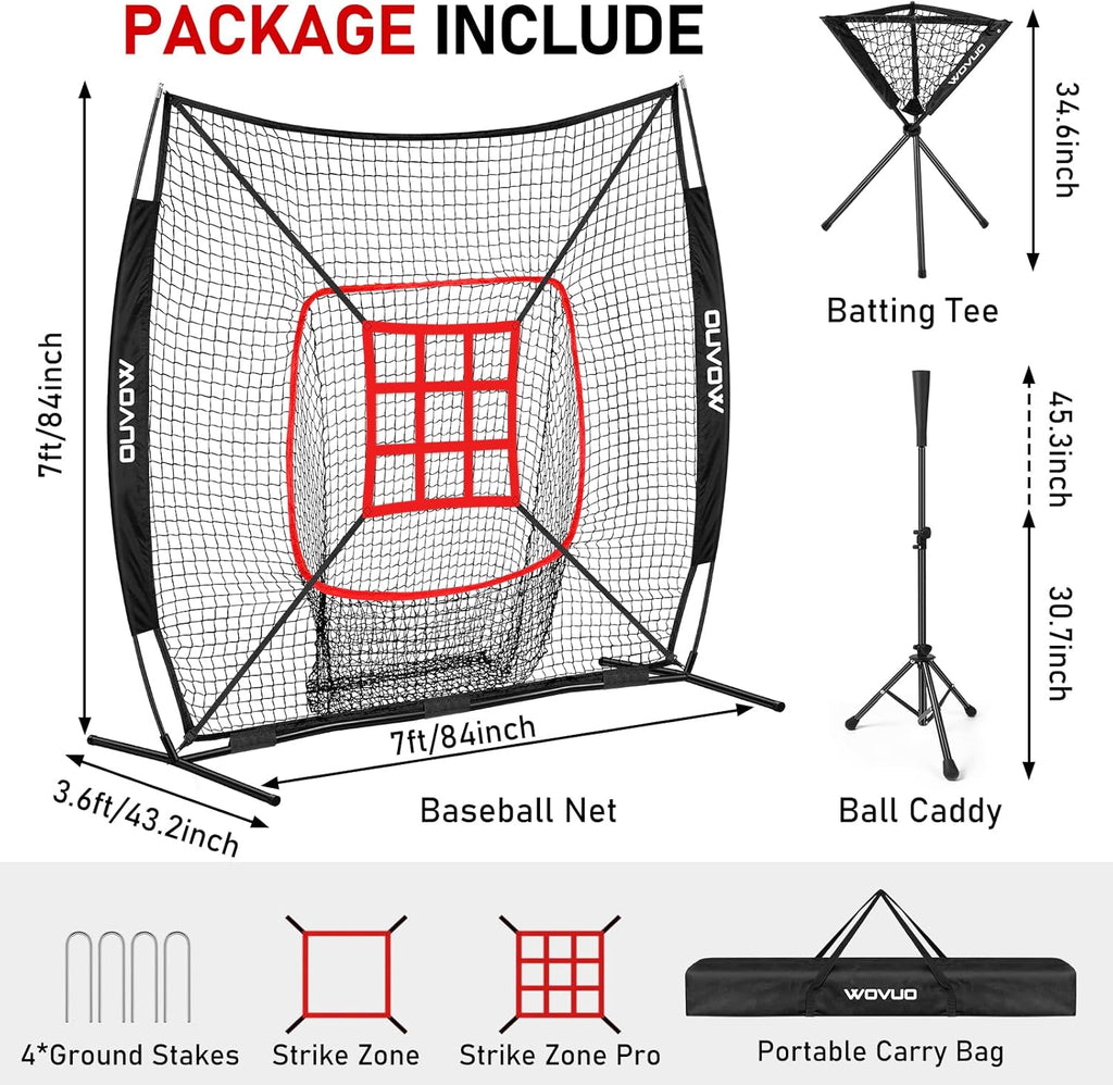 Skiennix 7x7 Ft Baseball Net - Versatile Batting & Pitching Training Equipment for Kids & Adults