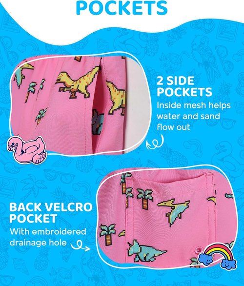 Maamgic Boys Swim Trunks - 4-Way Stretch Quick Dry Bathing Suit with Compression Liner | Toddler Beach Shorts