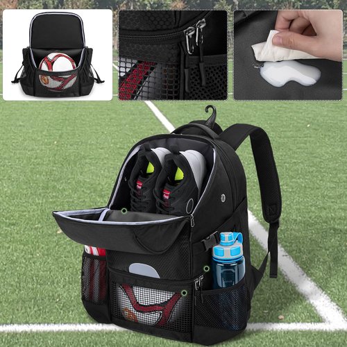 DSLEAF Soccer Backpack - Versatile Basketball Bag with Ball & Shoe Compartment | Ideal for Training